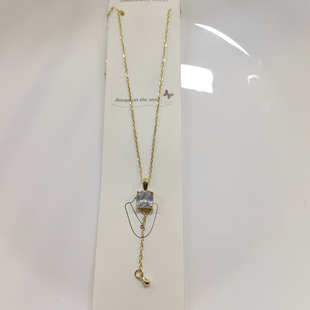 Tarohi Jewels Gold Plated Crystal Stone Chain Pendant Set