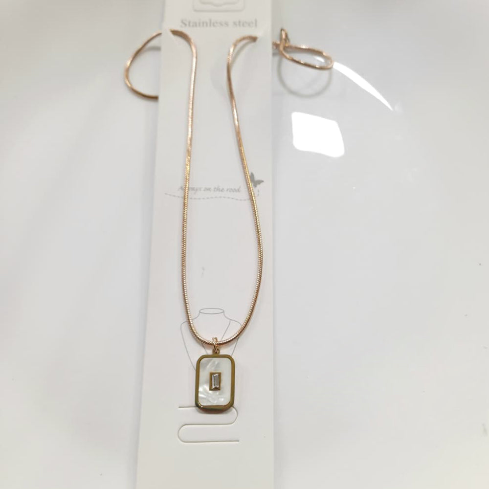 Tarohi Jewels Gold Plated Crystal Stone Chain Pendant Set