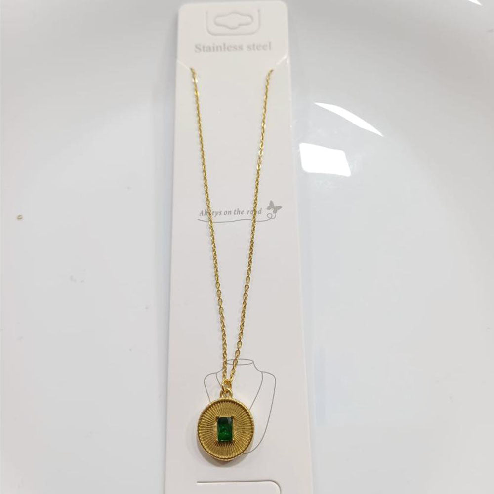 Tarohi Jewels Gold Plated Crystal Stone Chain Pendant Set