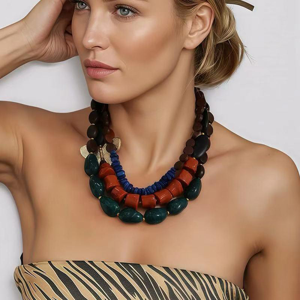 Tarohi Jewels Exquisite Multi-Strand Chunky Bead Statement Necklace  