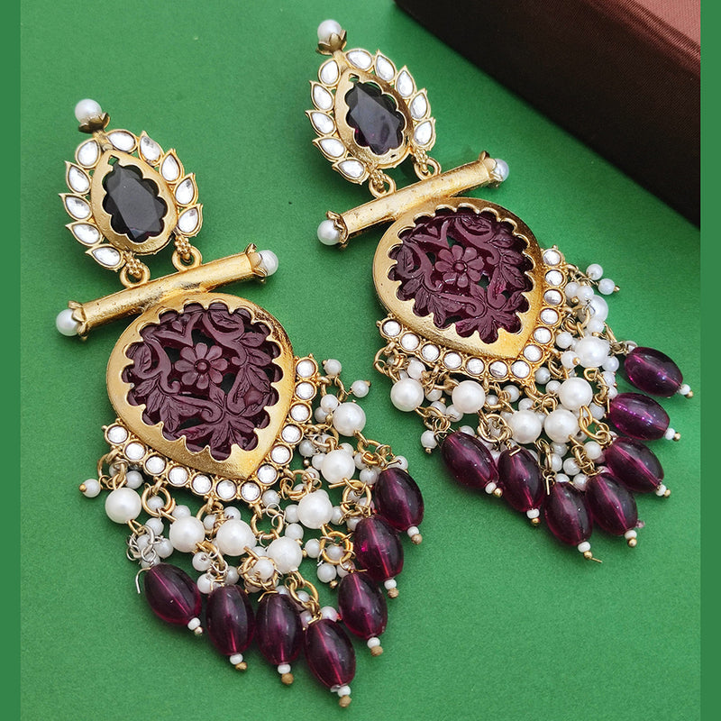 Primeriea Gold Plated Beads Dangler Earrings