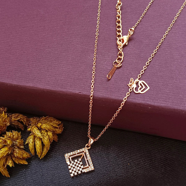 Ziorra Rose Gold Plated AD Chain Pendant