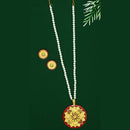 Mahavir Dye Gold Plated Pearl Long Necklace Set