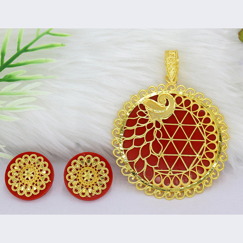 Mahavir Gold Plated Pendant Set