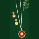 Mahavir Dye Gold Plated Pearl Long Necklace Set