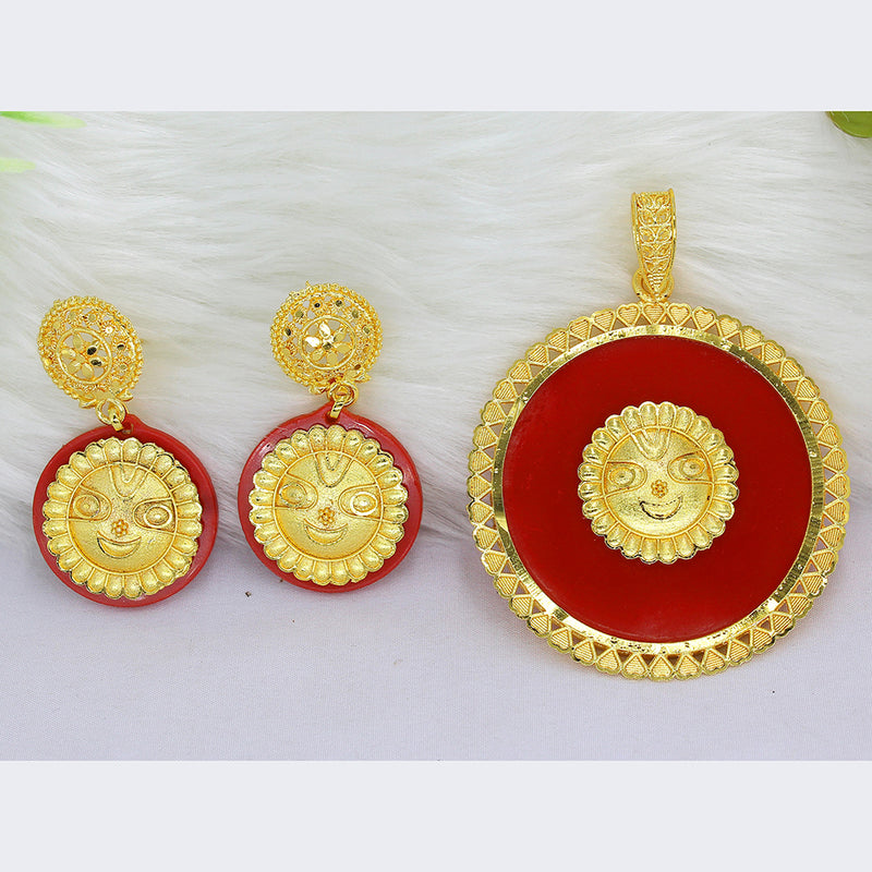 Mahavir Gold Plated Pendant Set