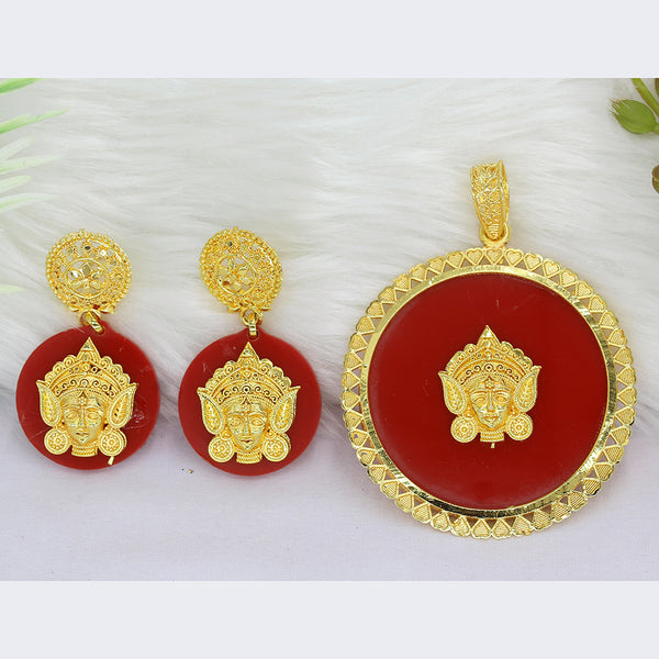 Mahavir Gold Plated Pendant Set