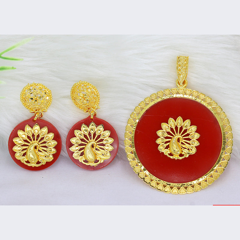 Mahavir Gold Plated Pendant Set