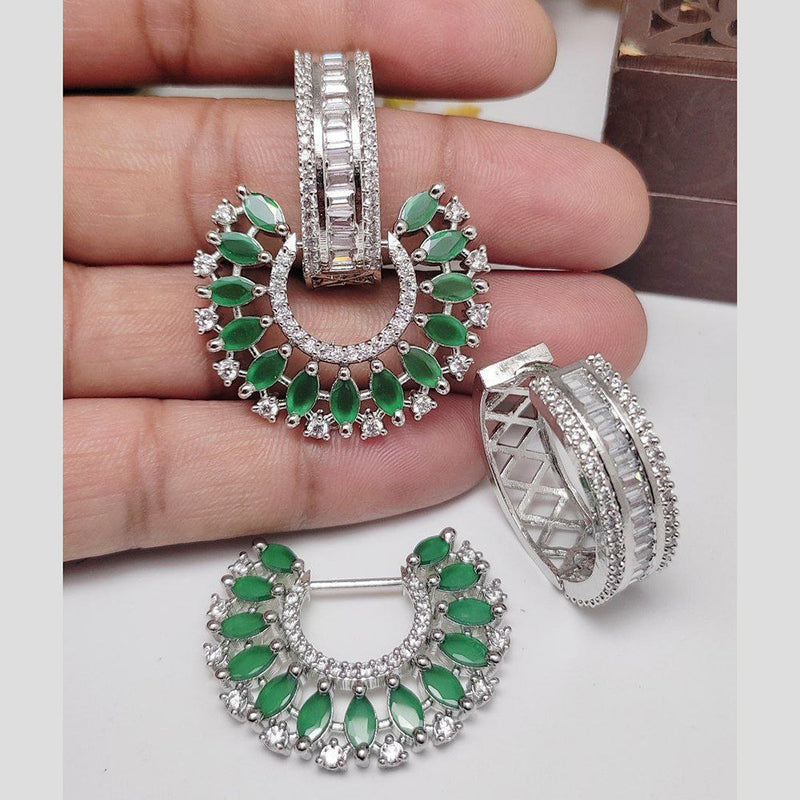 Aamrapali Silver Plated AD 2 In 1 Dangler Earrings