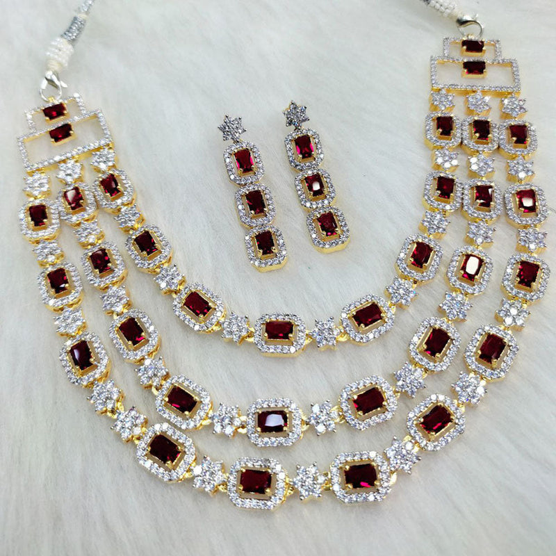 Aamrapali Gold Plated AD Long Necklace Set