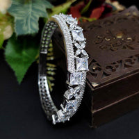 Aamrapali Silver Plated AD Openable Bangles Set