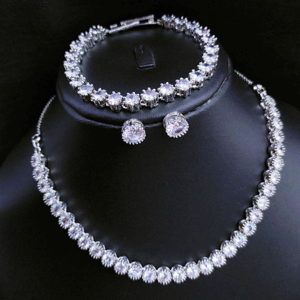 Aamrapali Silver Plated AD Combo Set