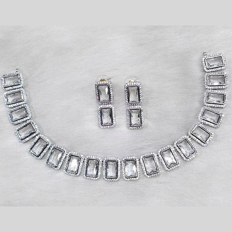 Aamrapali Silver Plated AD Necklace Set