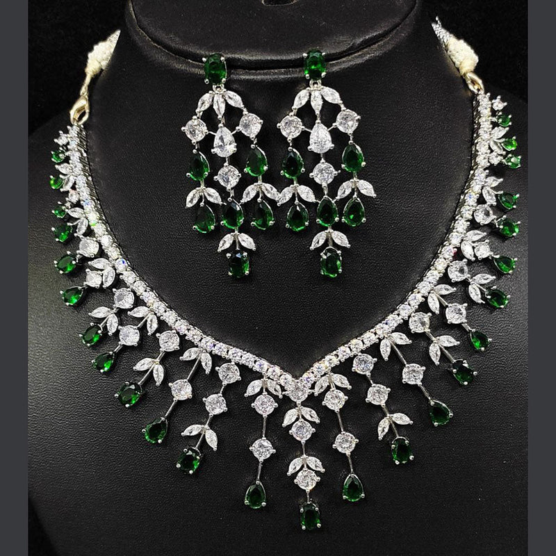 Aamrapali Silver Plated AD Necklace Set