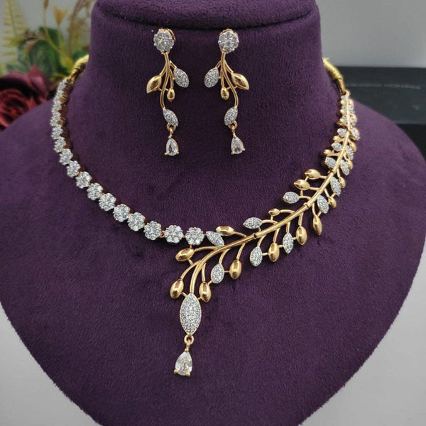 Aamrapali Gold  Plated AD Necklace Set