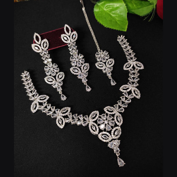 Aamrapali Silver Plated AD Necklace Set