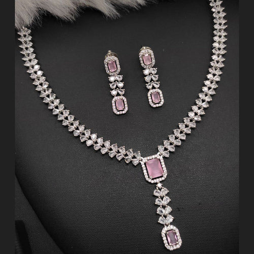 Darshana Jewels Silver Plated AD Necklace Set