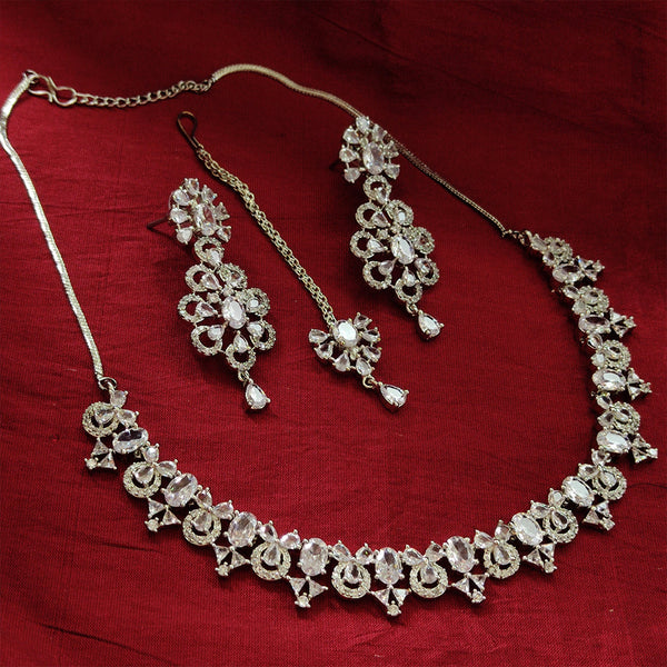 Aamrapali Silver Plated AD Necklace Set