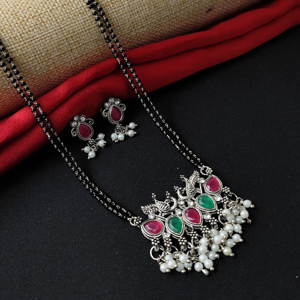 Aamrapali Silver Plated Pota Stone Mangalsutra