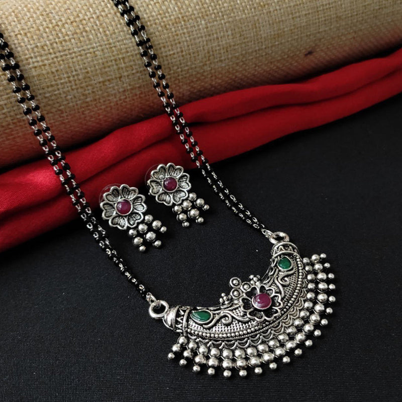 Aamrapali Silver Plated Pota Stone Mangalsutra