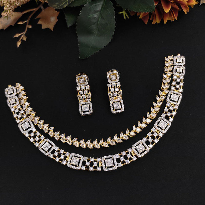 Aamrapali Gold Plated AD Necklace Set