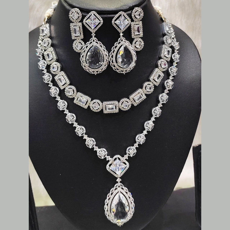 Aamrapali Silver  Plated AD Necklace Set