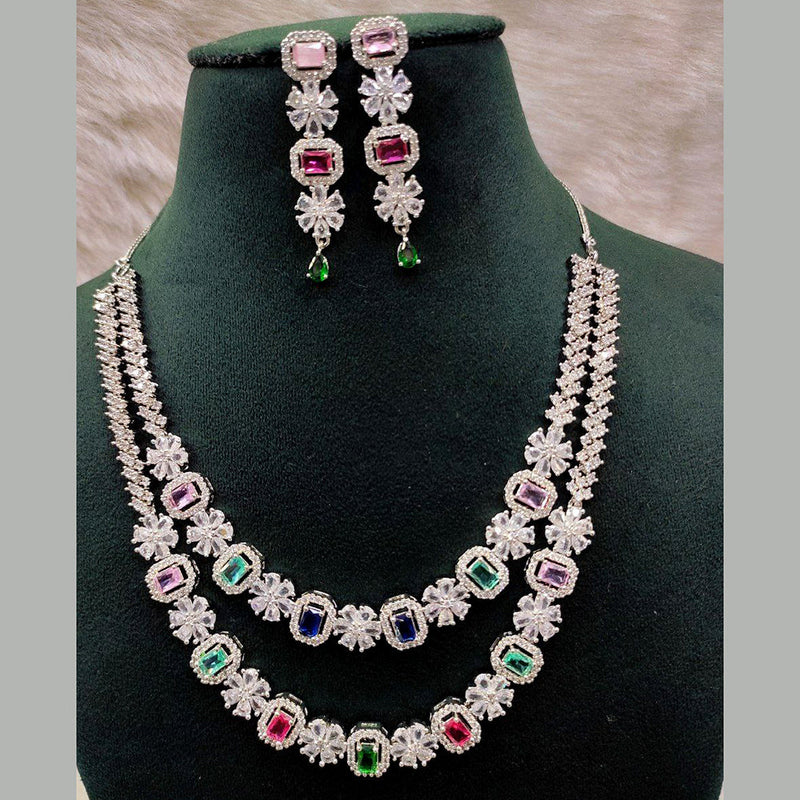 Aamrapali Silver Plated AD Necklace Set