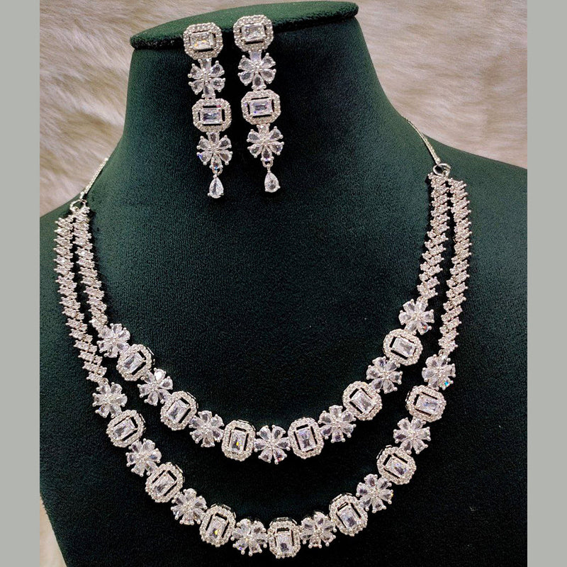 Aamrapali Silver Plated AD Necklace Set