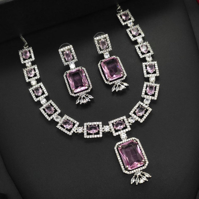 Aamrapali Silver Plated AD Necklace Set