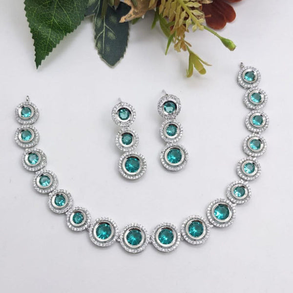 Aamrapali Silver Plated AD Necklace Set