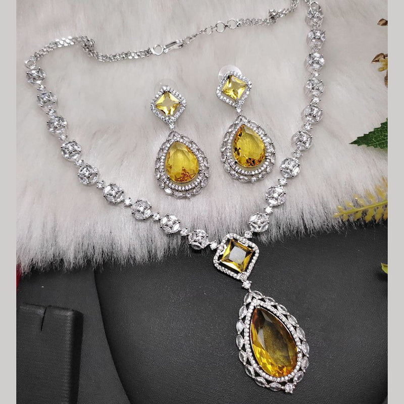 Aamrapali Silver Plated AD Necklace Set