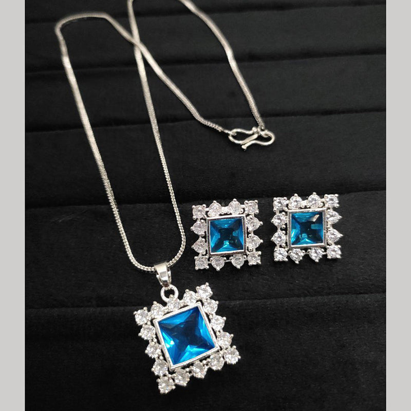 Aamrapali Silver Plated AD Pendant  Set