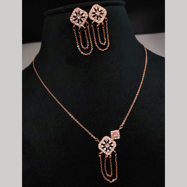 Aamrapali Rose Gold Plated AD Pendant  Set