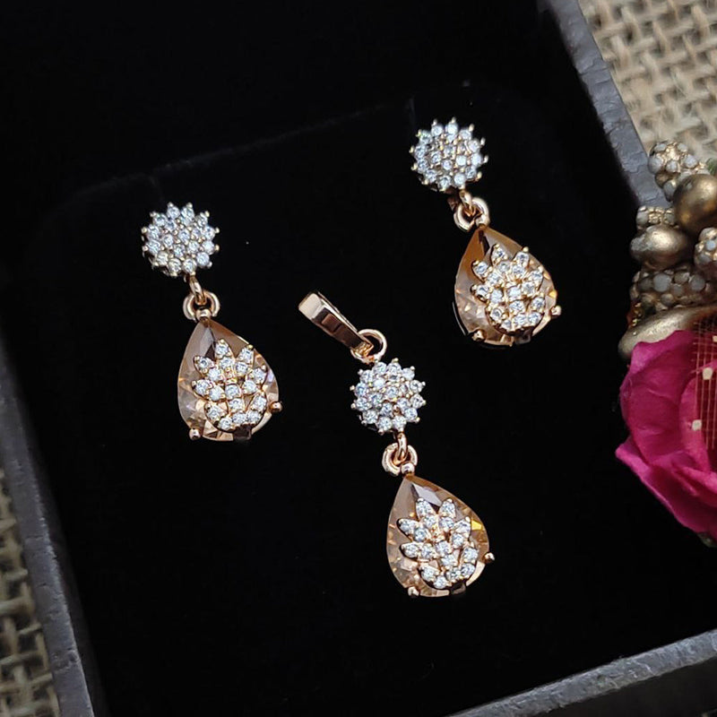 Aamrapali Rose Gold Plated AD Pendant  Set