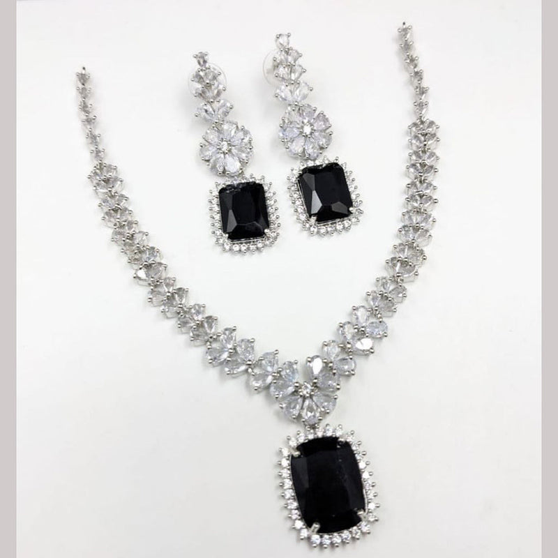 Aamrapali Silver Plated AD Necklace Set