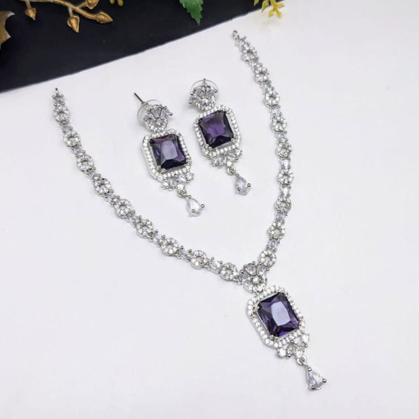 Aamrapali Silver Plated AD Necklace Set