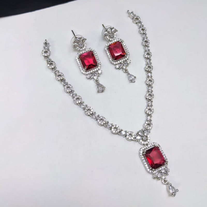 Aamrapali Silver Plated AD Necklace Set