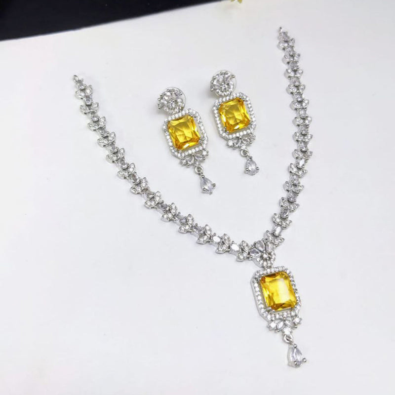 Aamrapali Silver Plated AD Necklace Set