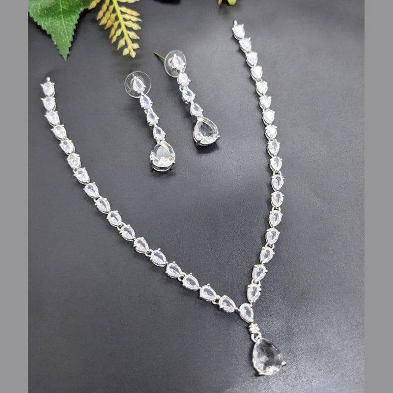 Aamrapali Silver Plated AD Necklace Set