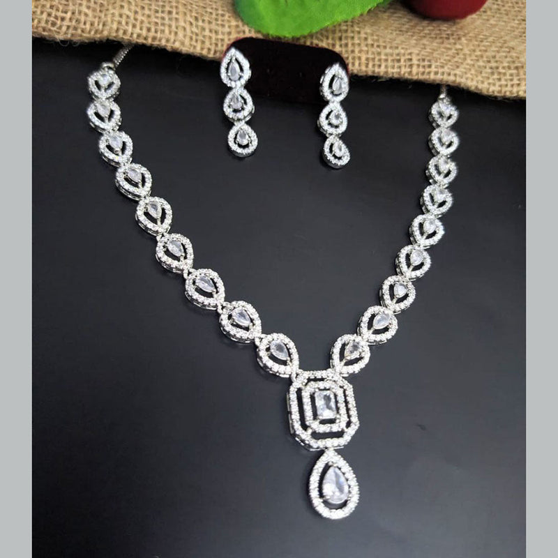 Aamrapali Silver Plated AD Necklace Set