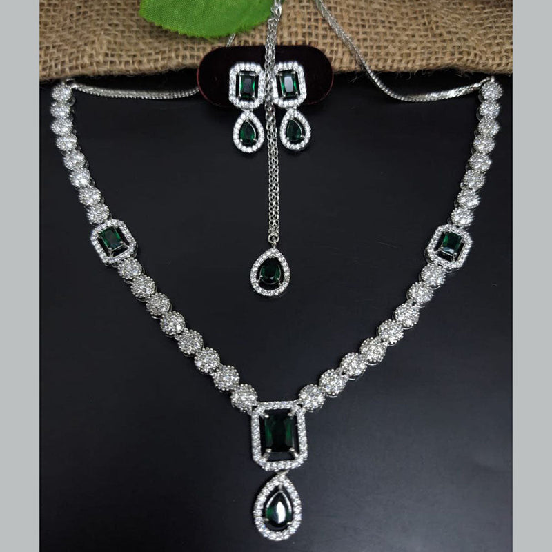 Aamrapali Silver Plated AD Necklace Set