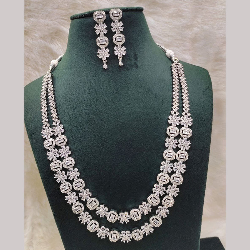 Aamrapali Silver Plated AD Necklace Set