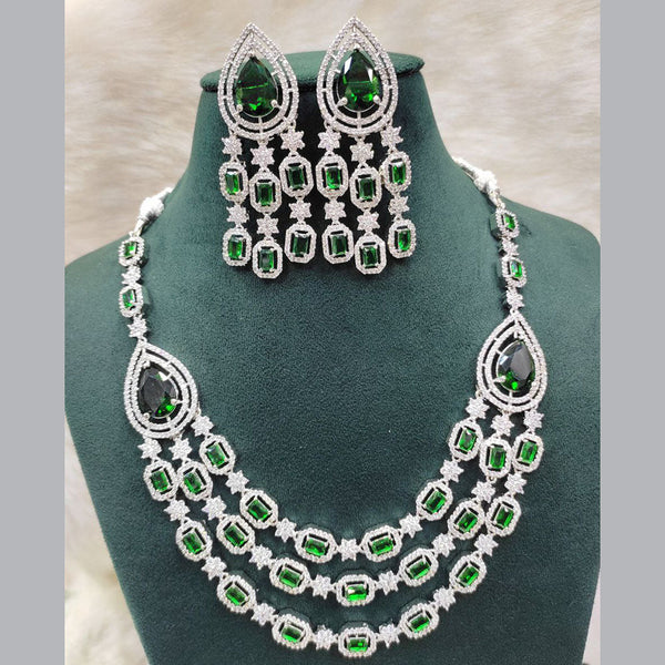 Aamrapali Silver Plated AD Necklace Set