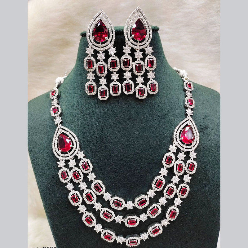 Aamrapali Silver Plated AD Necklace Set