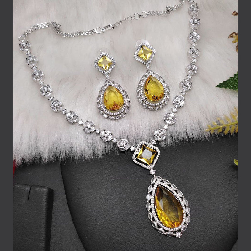 Aamrapali Silver Plated AD Necklace Set