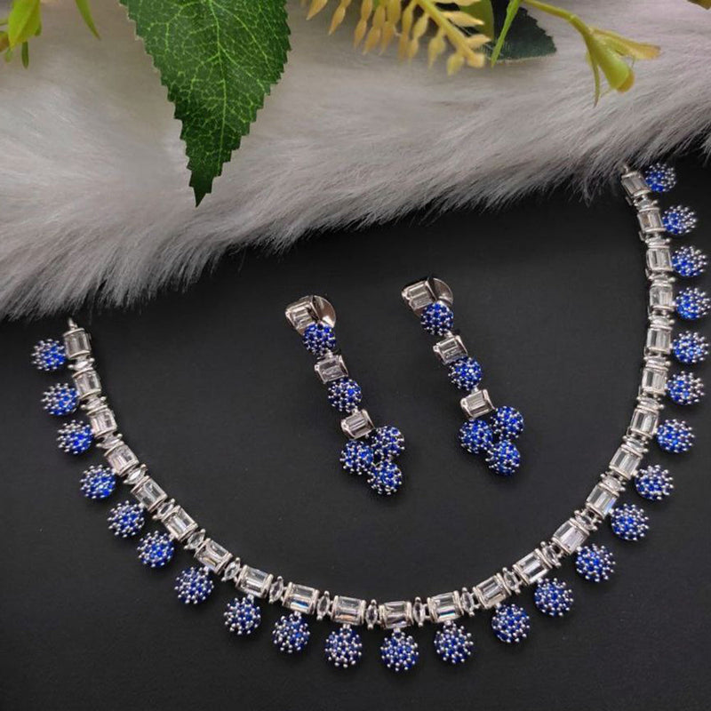 Aamrapali Silver Plated AD Necklace Set