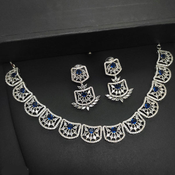 Aamrapali Silver Plated AD Necklace Set