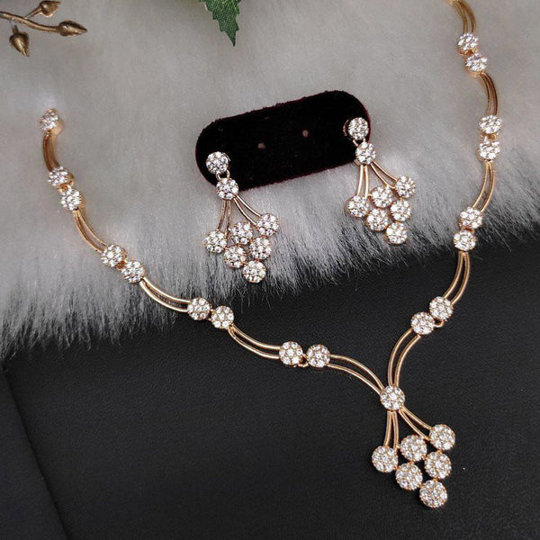 Aamrapali Rose Gold Plated AD Necklace Set