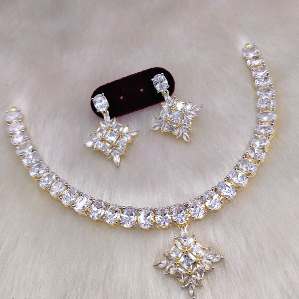 Aamrapali Gold Plated AD Necklace Set