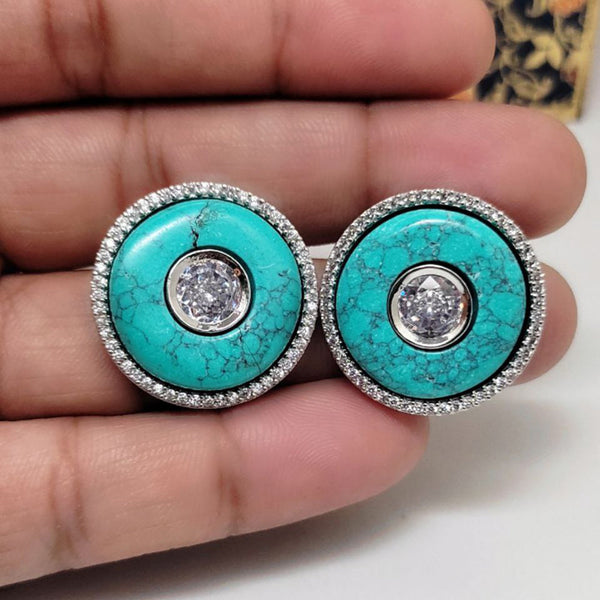 Aamrapali Silver Plated AD  Stud  Earrings